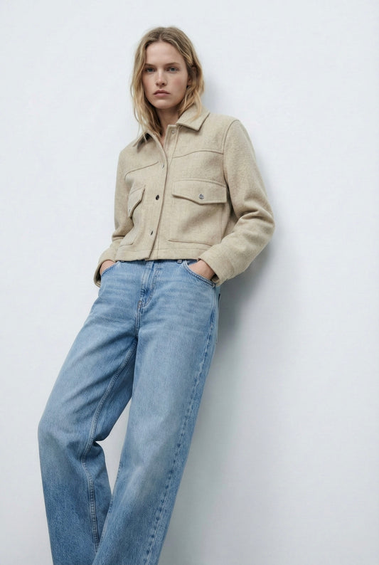 VESTE COURTE EFFET LAINE