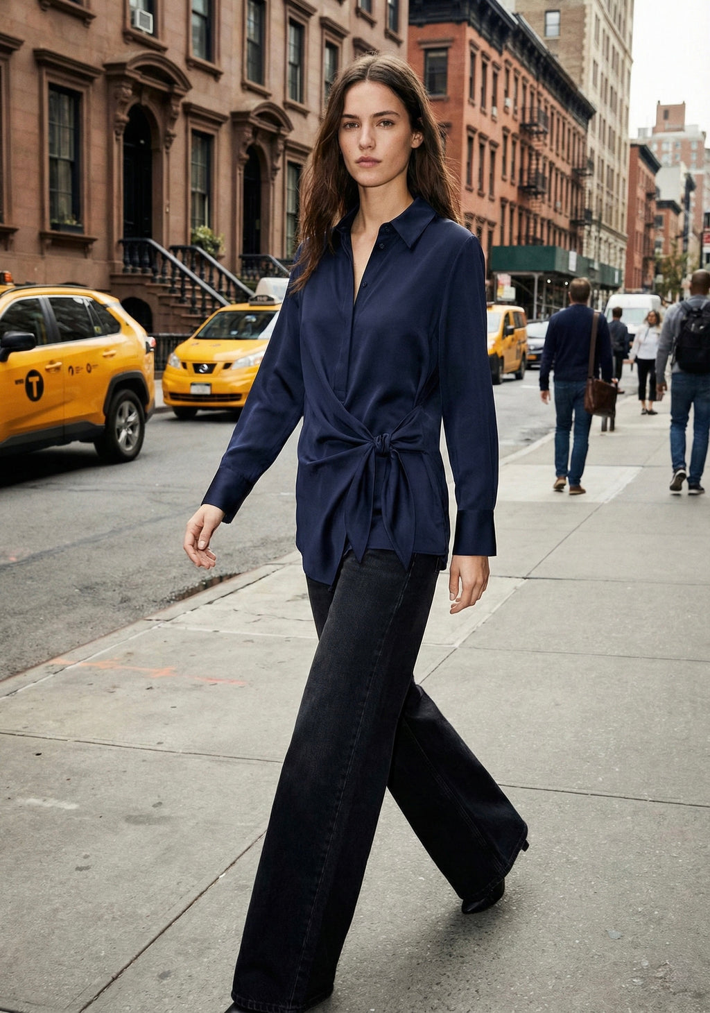 BLOUSE À LIEN NOUÉ COL ROND