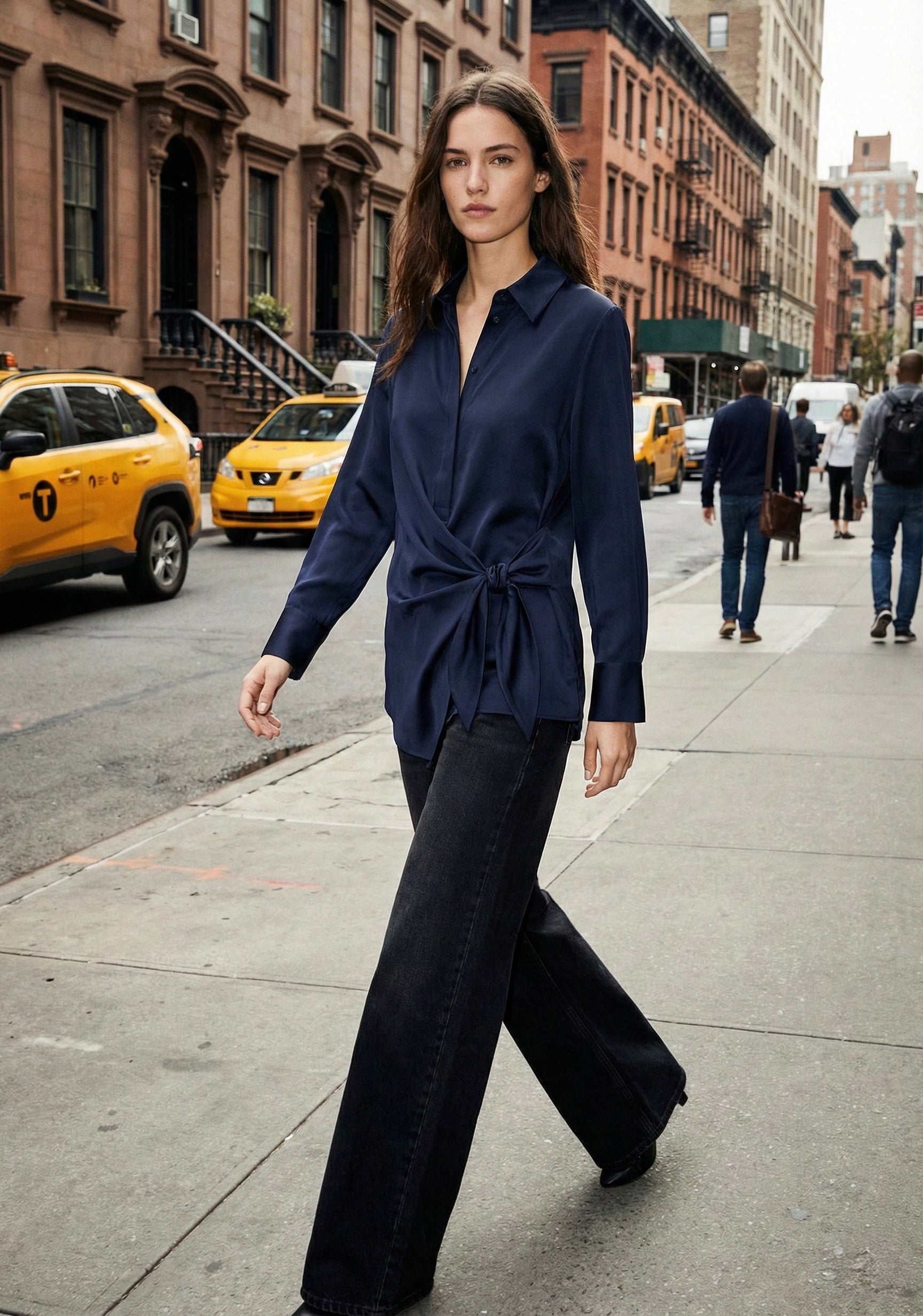 BLOUSE À LIEN NOUÉ COL ROND