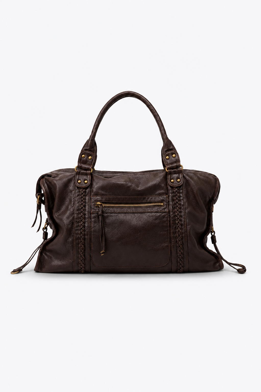SAC À MAIN CUIR PU TRESSÉ AVEC POCHES