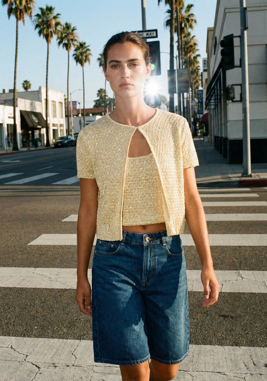 TOP EN MAILLE À SEQUINS