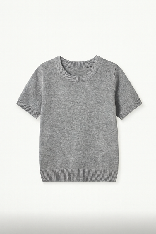 TOP EN MAILLE À MANCHES COURTES