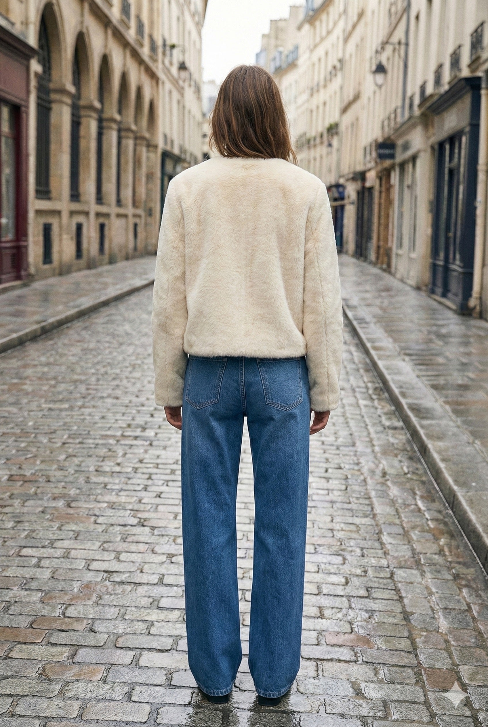 VESTE COURTE BOUCLE MÉTALLIQUE