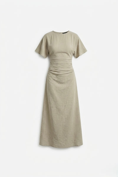 ROBE MIDI À TAILLE FRONCÉE