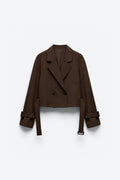 VESTE COURTE CROISÉE À CEINTURE