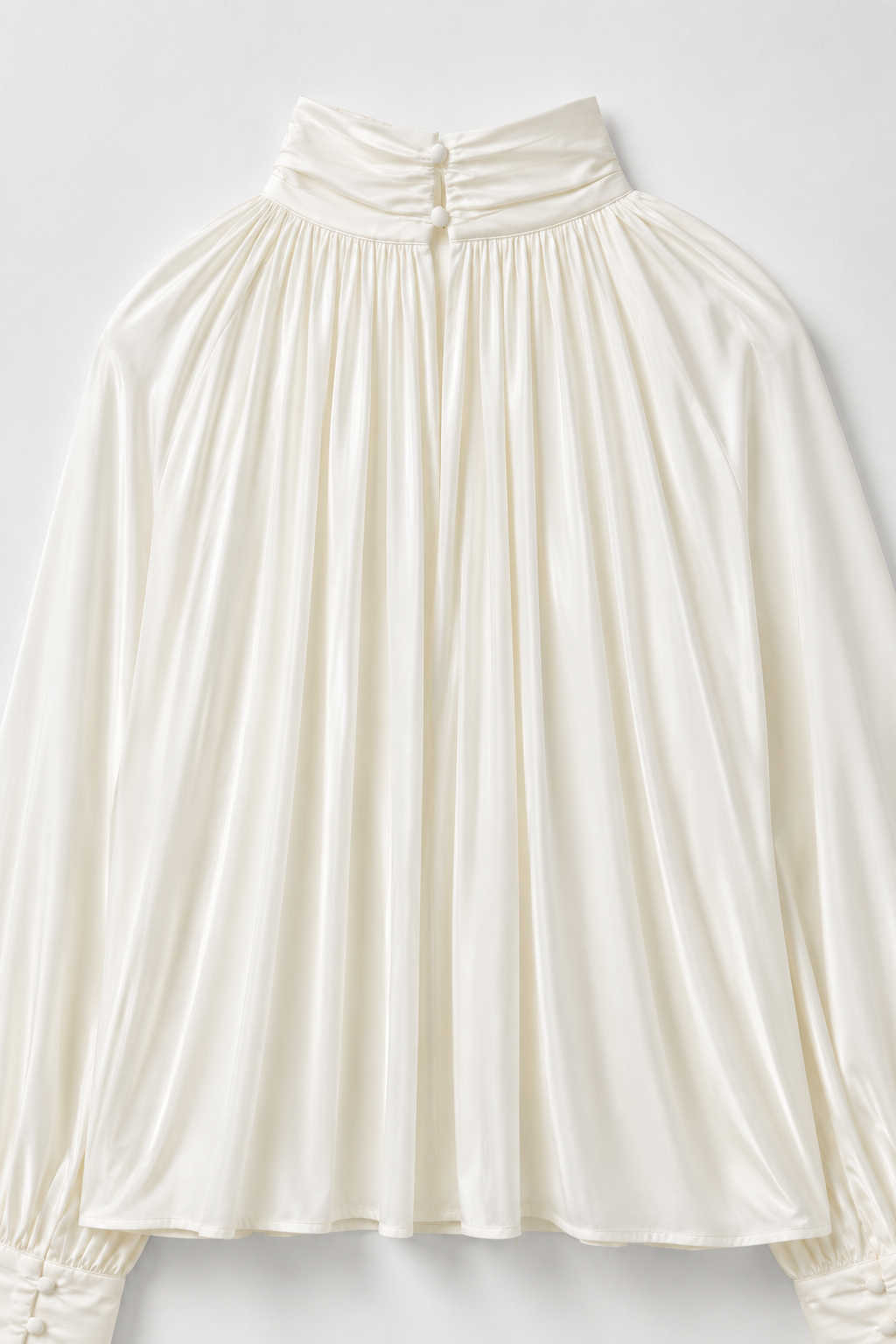 BLOUSE PLISSÉE COL MONTANT