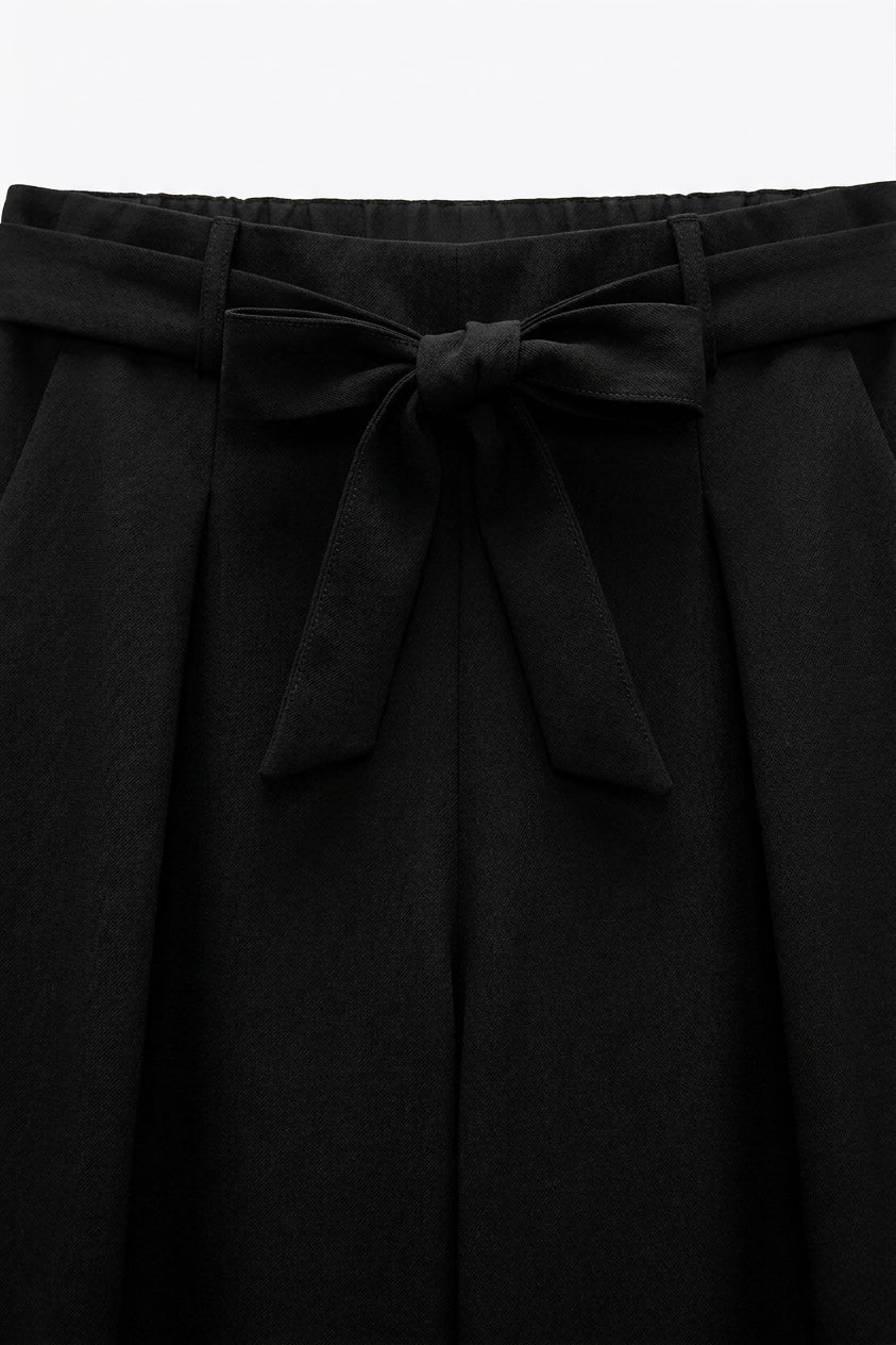 PANTALON LARGE NOIR CEINTURÉ