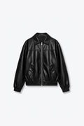 BOMBER EFFET CUIR À COL CHEMISE