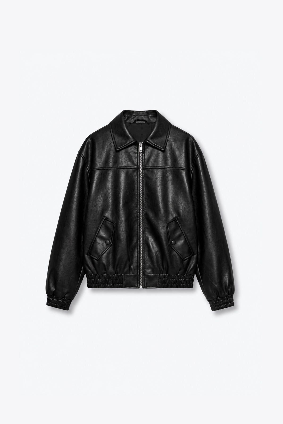 BOMBER EFFET CUIR À COL CHEMISE