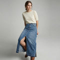 JUPE MIDI EN DENIM À FENTE FRONTALE