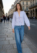 BLOUSE RAYÉE À DOUBLE NOEUD