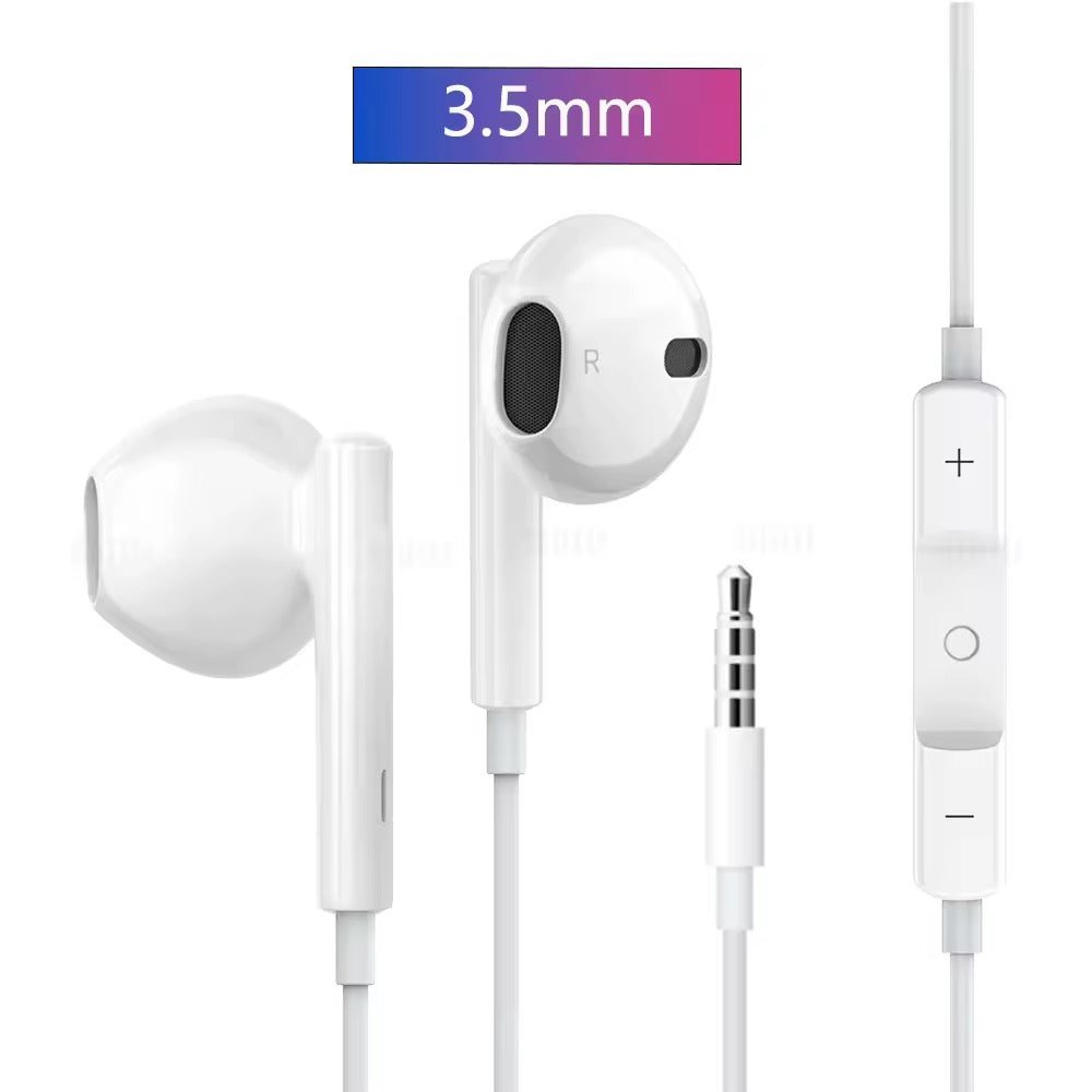 White Wired Headphones - iPhone / USB-C / 3.5mm Models