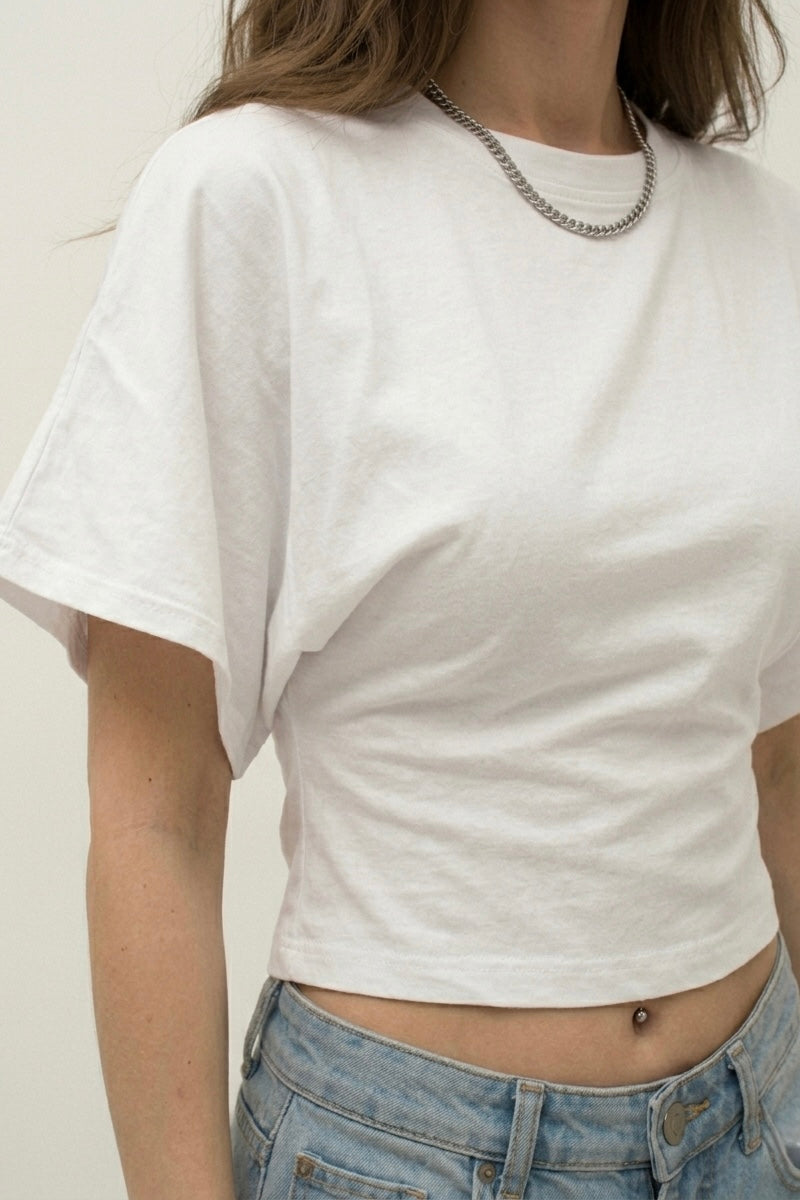 T-SHIRT BLANC À FRONCES