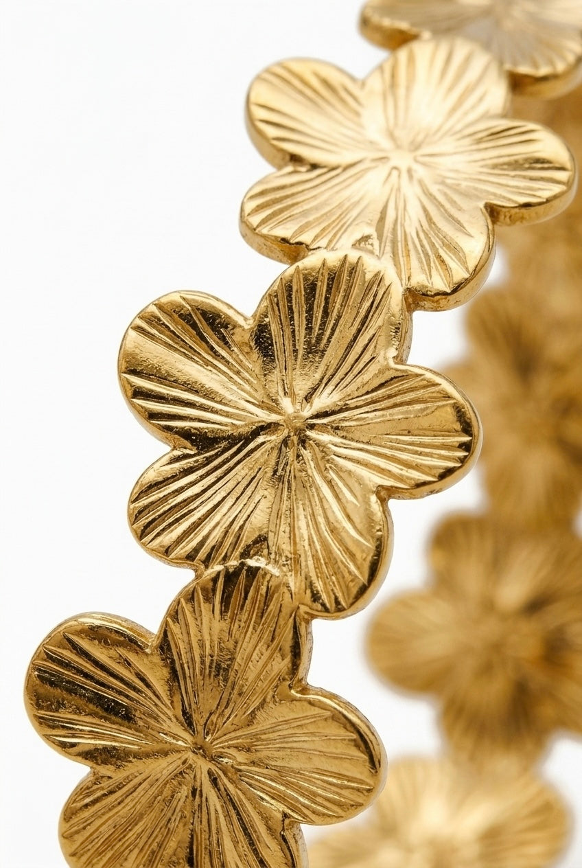 MANCHETTE OUVERTE MOTIF FLEURS