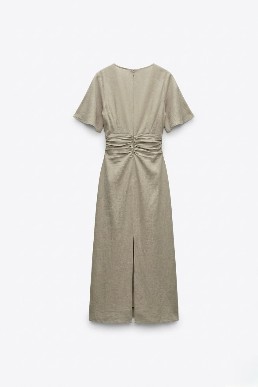 ROBE MIDI À TAILLE FRONCÉE