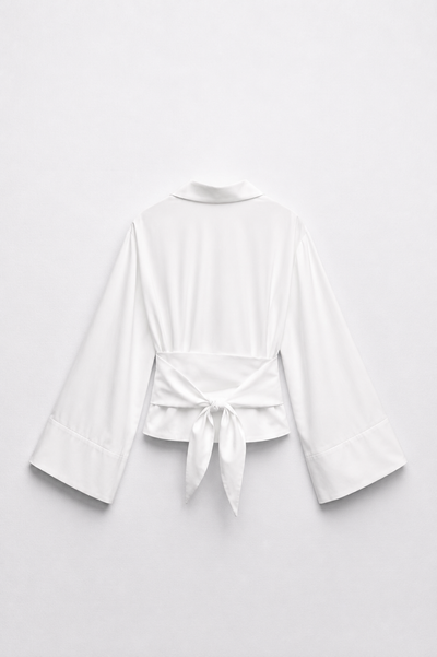 CHEMISE COURTE COL CHEMISE CEINTURÉE