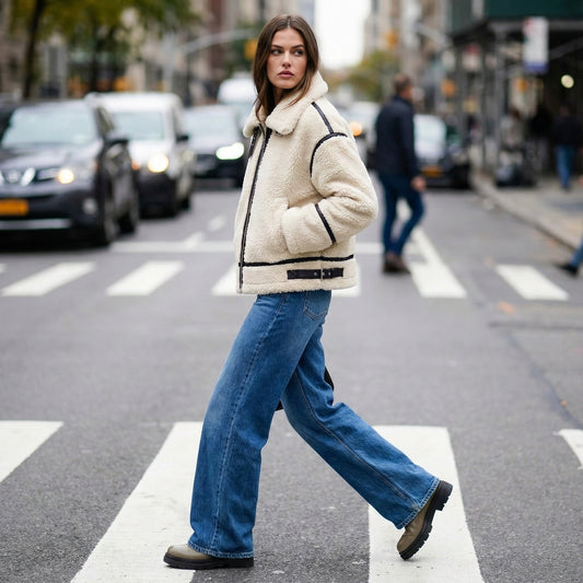 VESTE EFFET LAINE COL REVERS