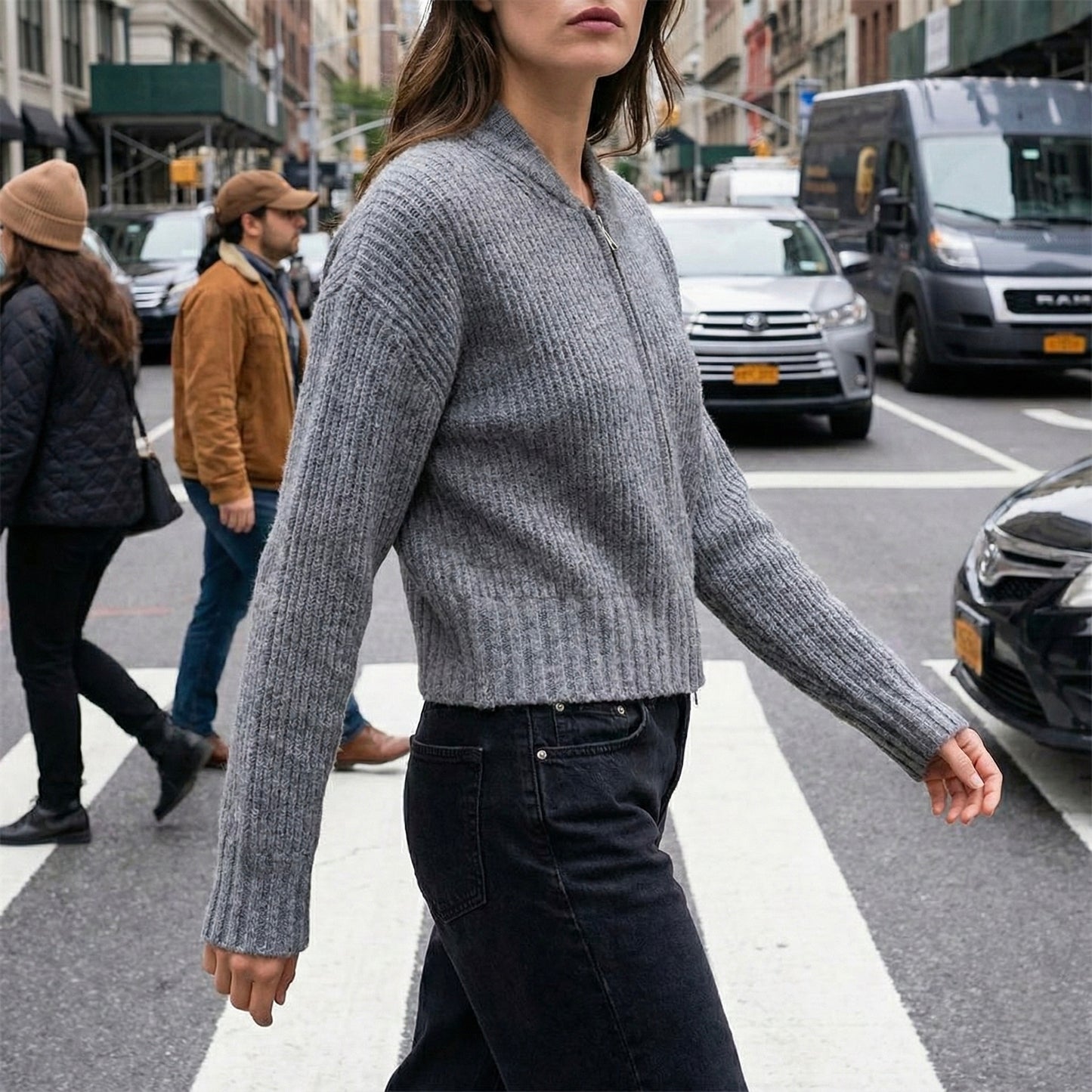 CARDIGAN ZIPPÉ EN MAILLE ÉPAISSE