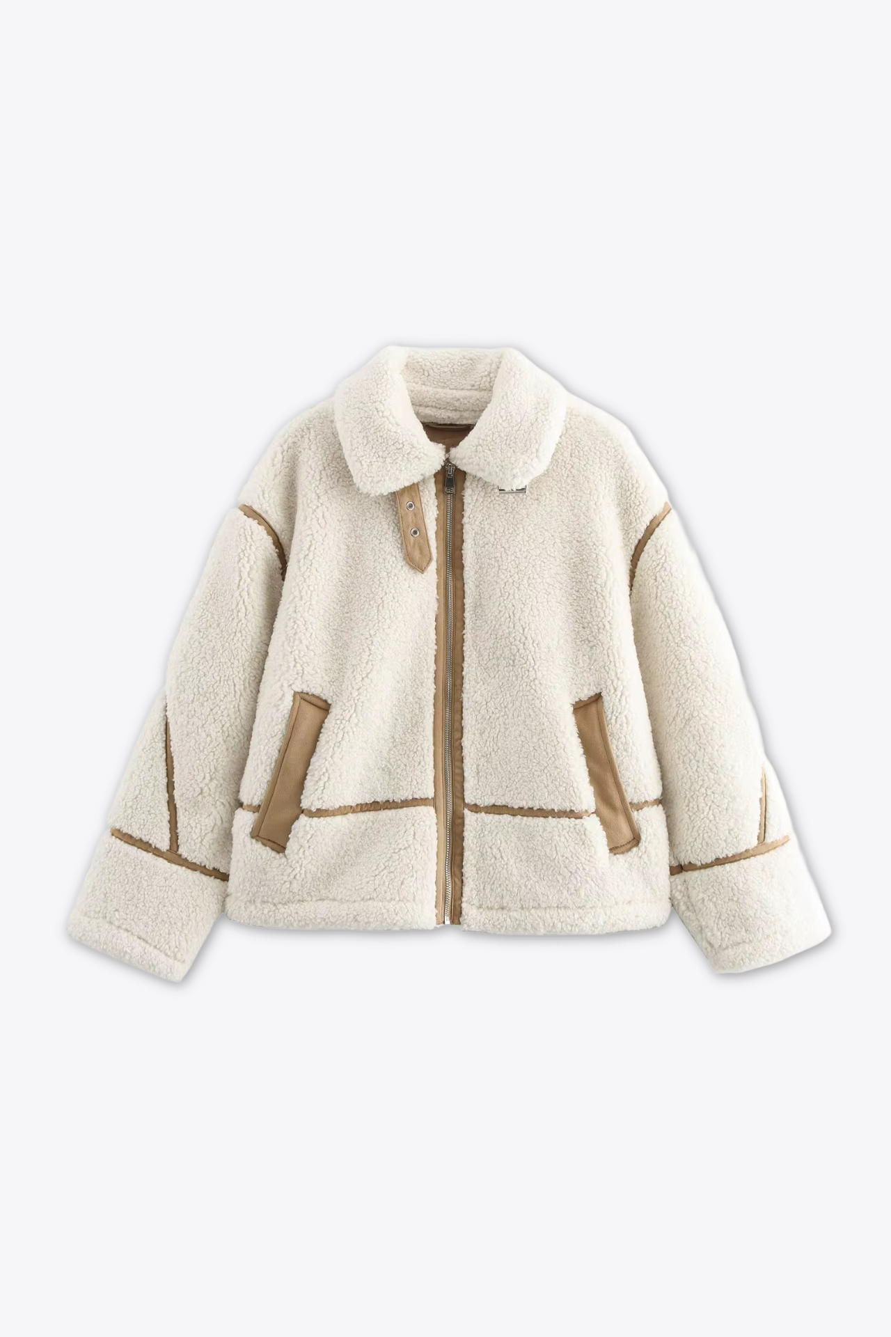 VESTE EFFET LAINE AVEC DÉTAILS CONTRASTÉS