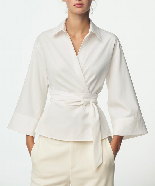 CHEMISE STRUCTURÉE À CEINTURE NOUÉE