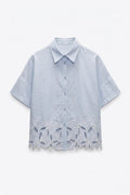 CHEMISE RAYÉE BRODERIES AJOURÉES