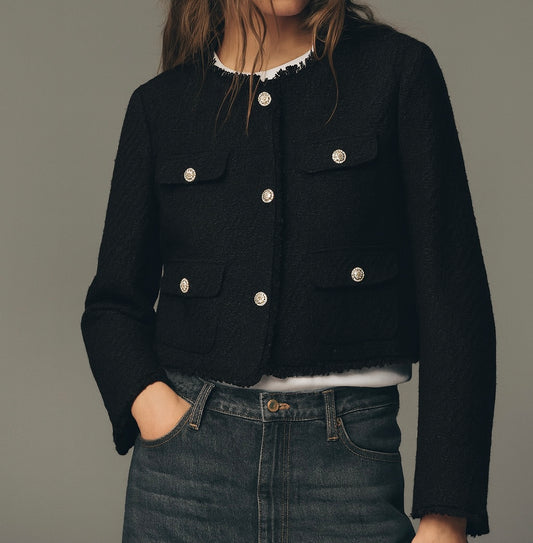 VESTE COURTE EFFET TWEED