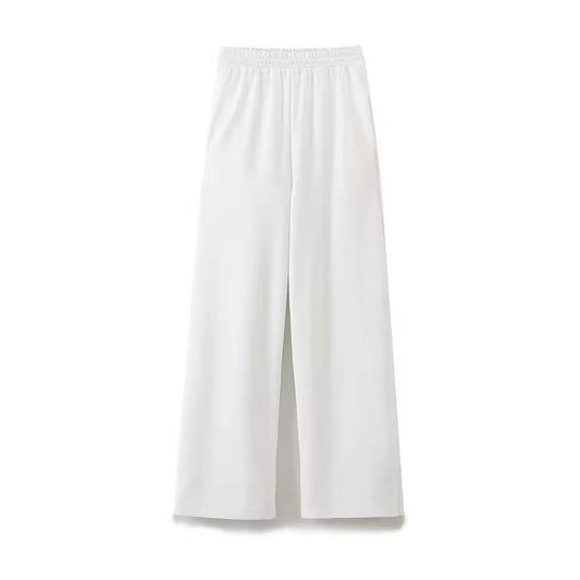 Jogging ample à taille élastique blanc minimaliste