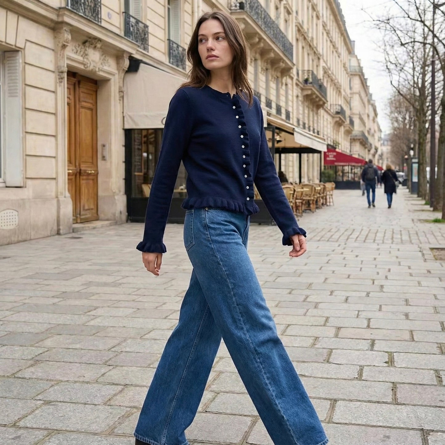 CARDIGAN EN MAILLE À VOLANTS
