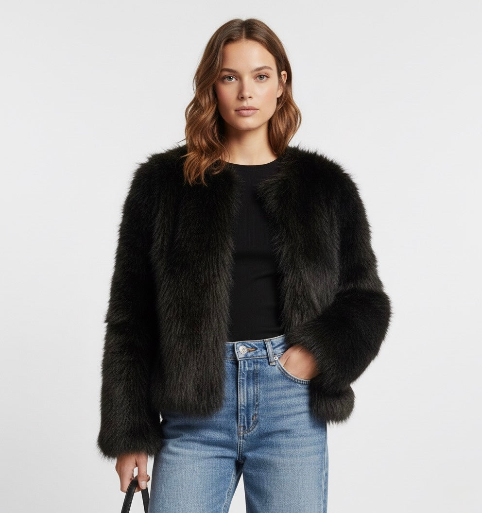 VESTE COURTE EFFET FOURRURE