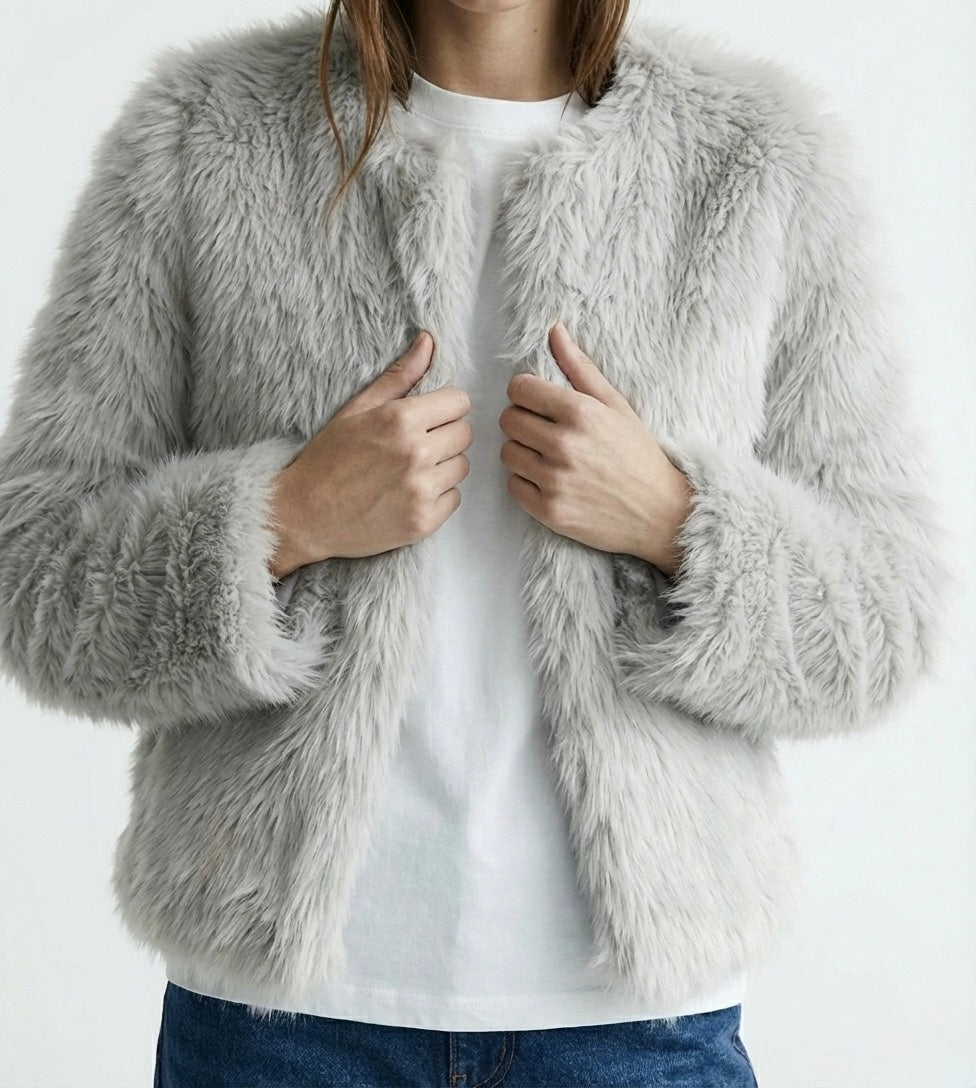 VESTE COURTE EFFET FOURRURE