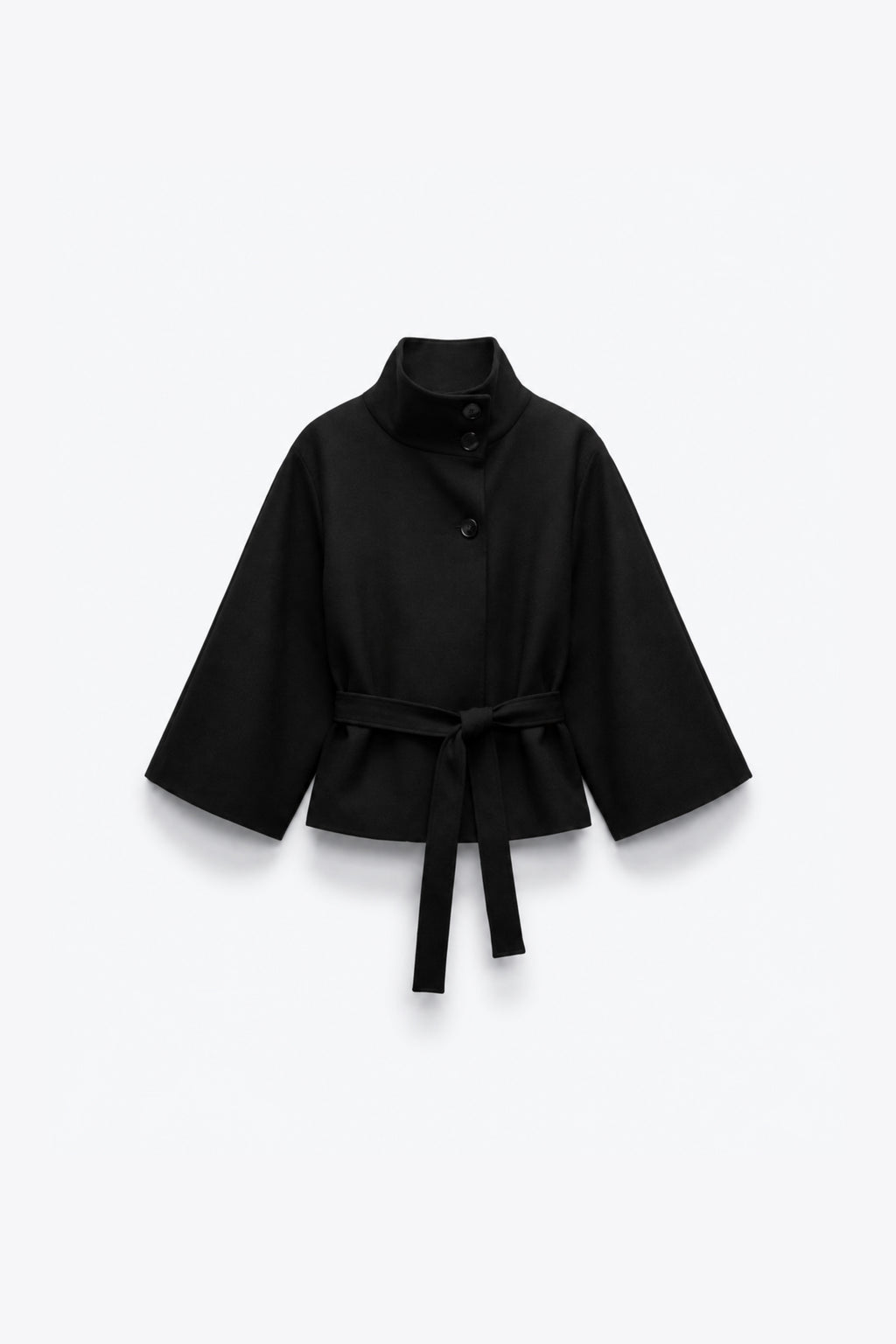 VESTE COURTE EN TISSU FEUTRÉ CEINTURÉE