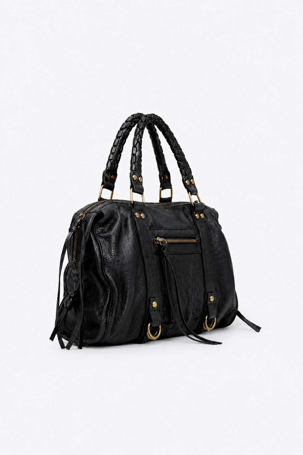 SAC À MAIN TRESSÉ AVEC POCHES ZIPPÉES