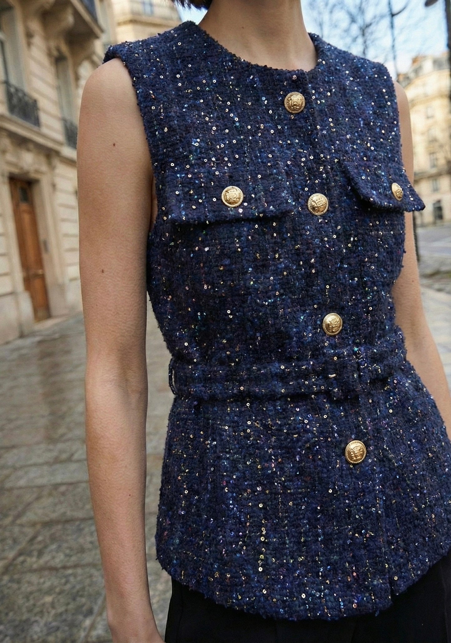 GILET TEXTURED CON CINTURA