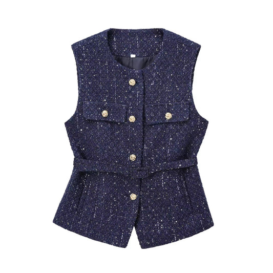 GILET TEXTURÉ AVEC CEINTURE