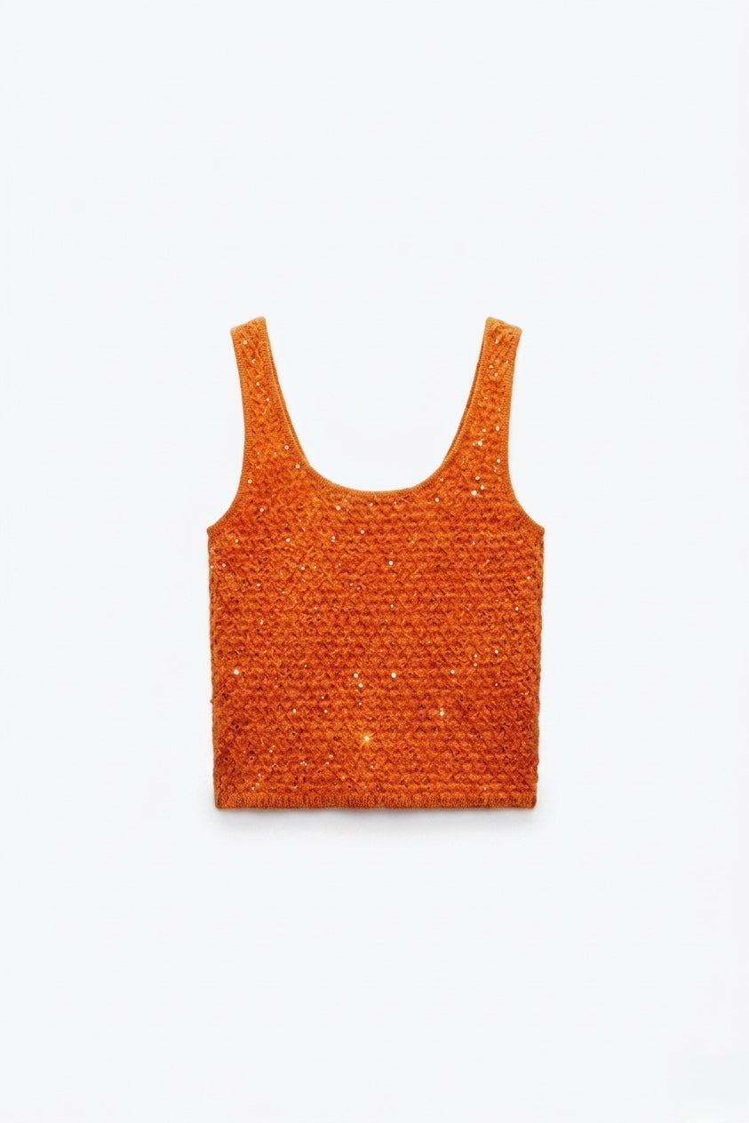 TOP EN MAILLE À SEQUINS