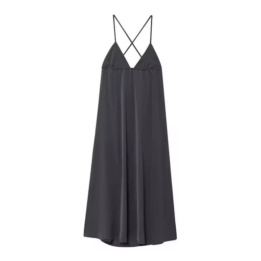 ROBE SEMI-LONGUE À BRETELLES