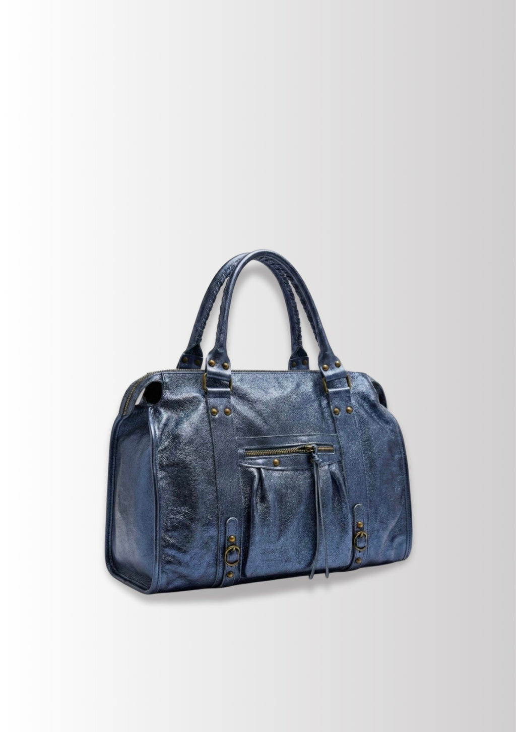 Sac à main en cuir brossé Bleu
