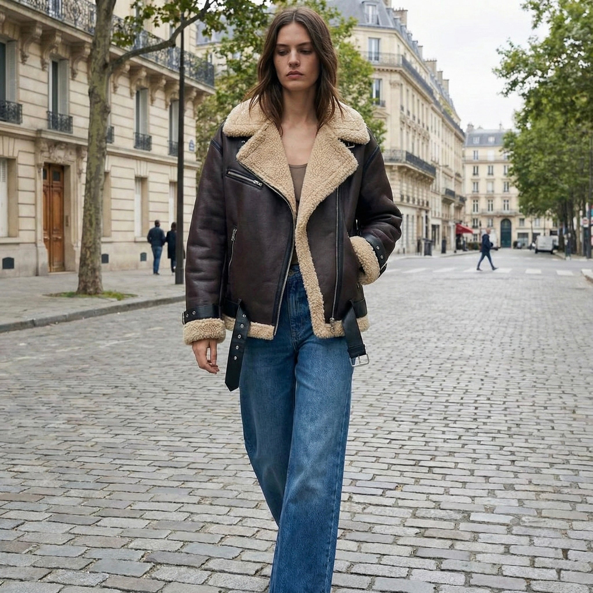 PERFECTO DOUBLÉ À COL TEXTURÉ