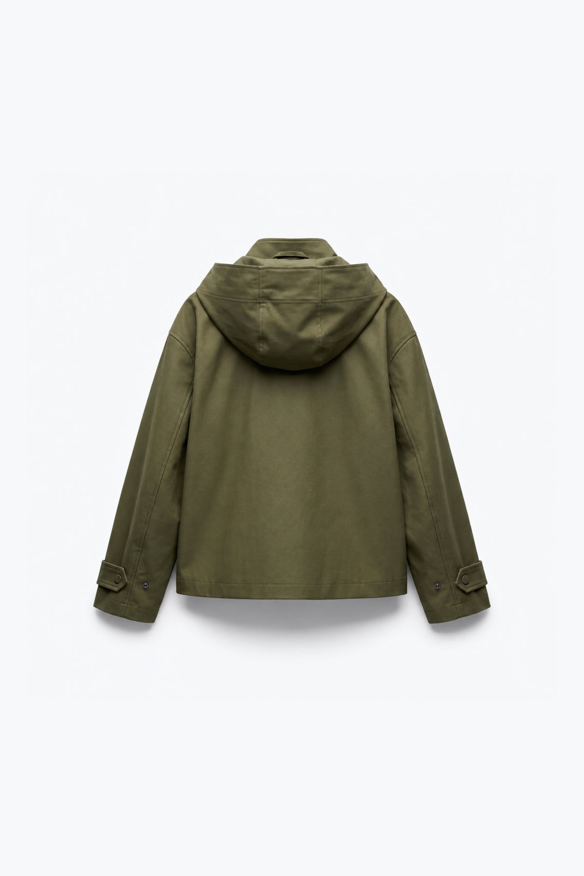 VESTE COURTE À CAPUCHE ET COL CHEMISE