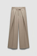 PANTALON LARGE RAYÉ BEIGE