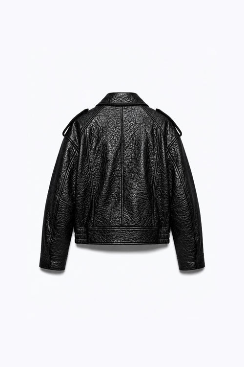 BLOUSON EFFET CUIR CRAQUELÉ STRUCTURÉ