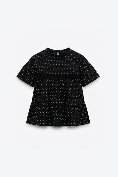 BLOUSE COURTE À MOTIF POIS
