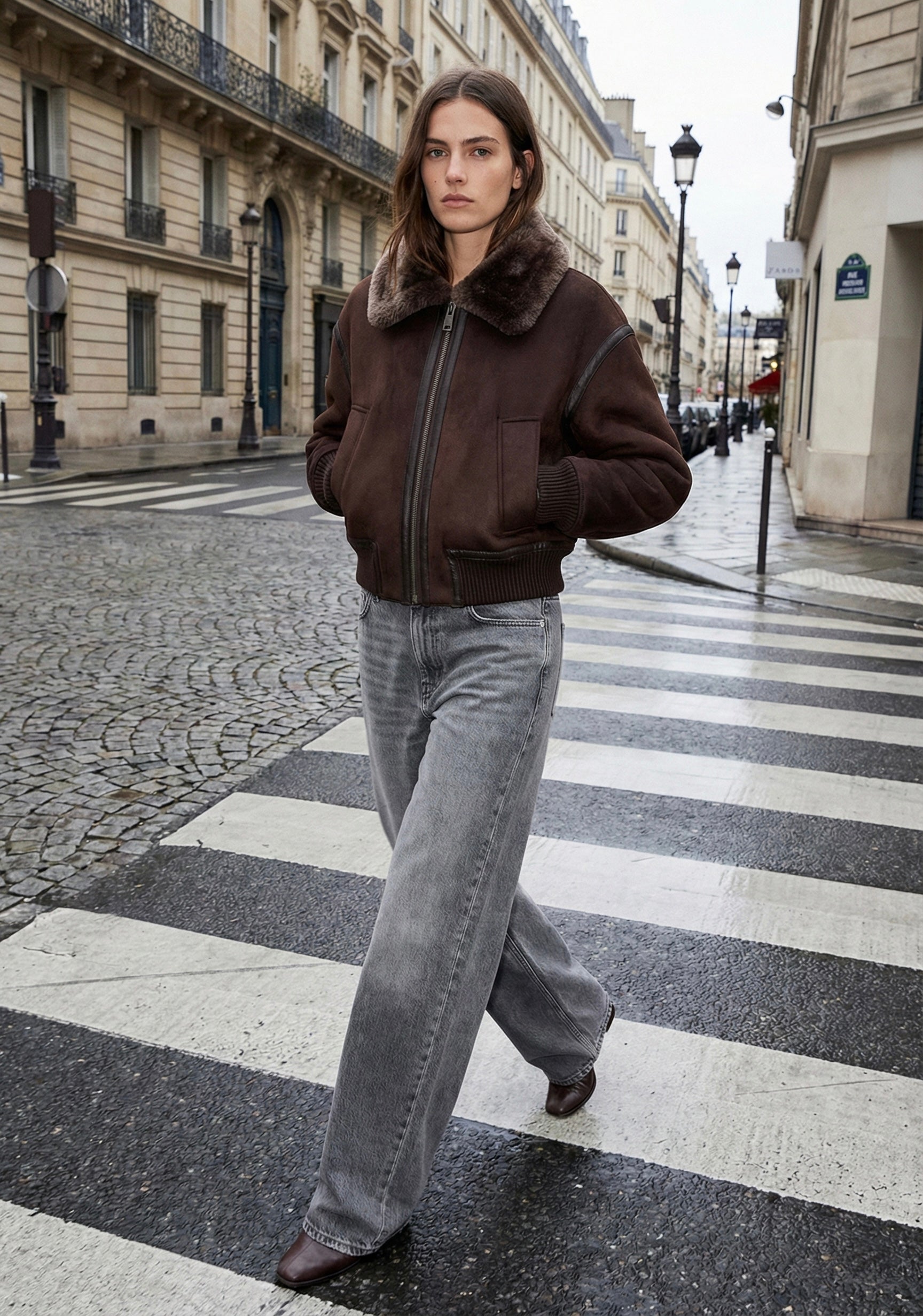 BLOUSON BOMBER DOUBLÉ FOURRURE