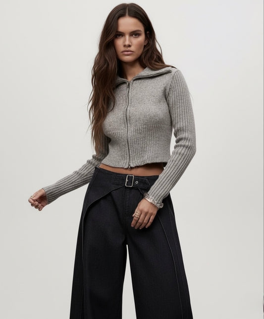 CARDIGAN ZIPPÉ TEXTURÉ