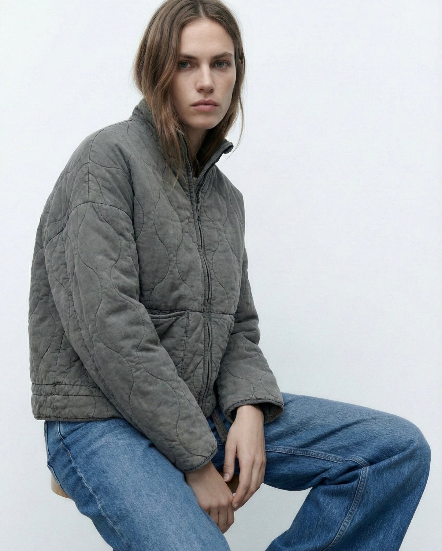 BLOUSON MATELASSÉ OVERSIZE À LIENS