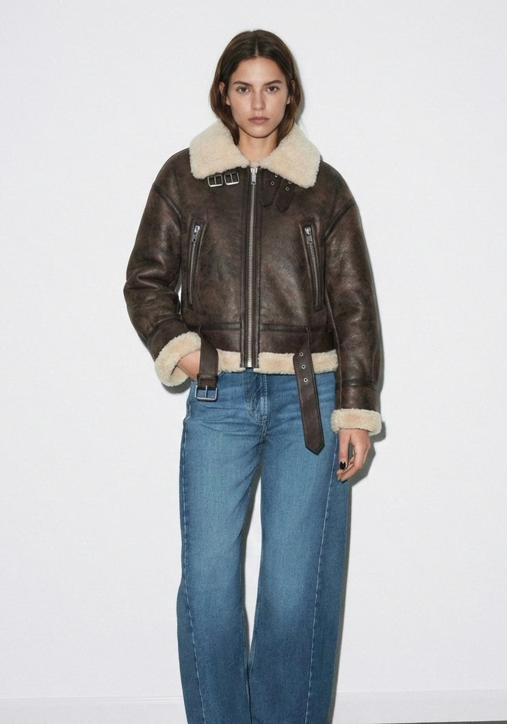BLOUSON AVIATOR CEINTURÉ À ZIP