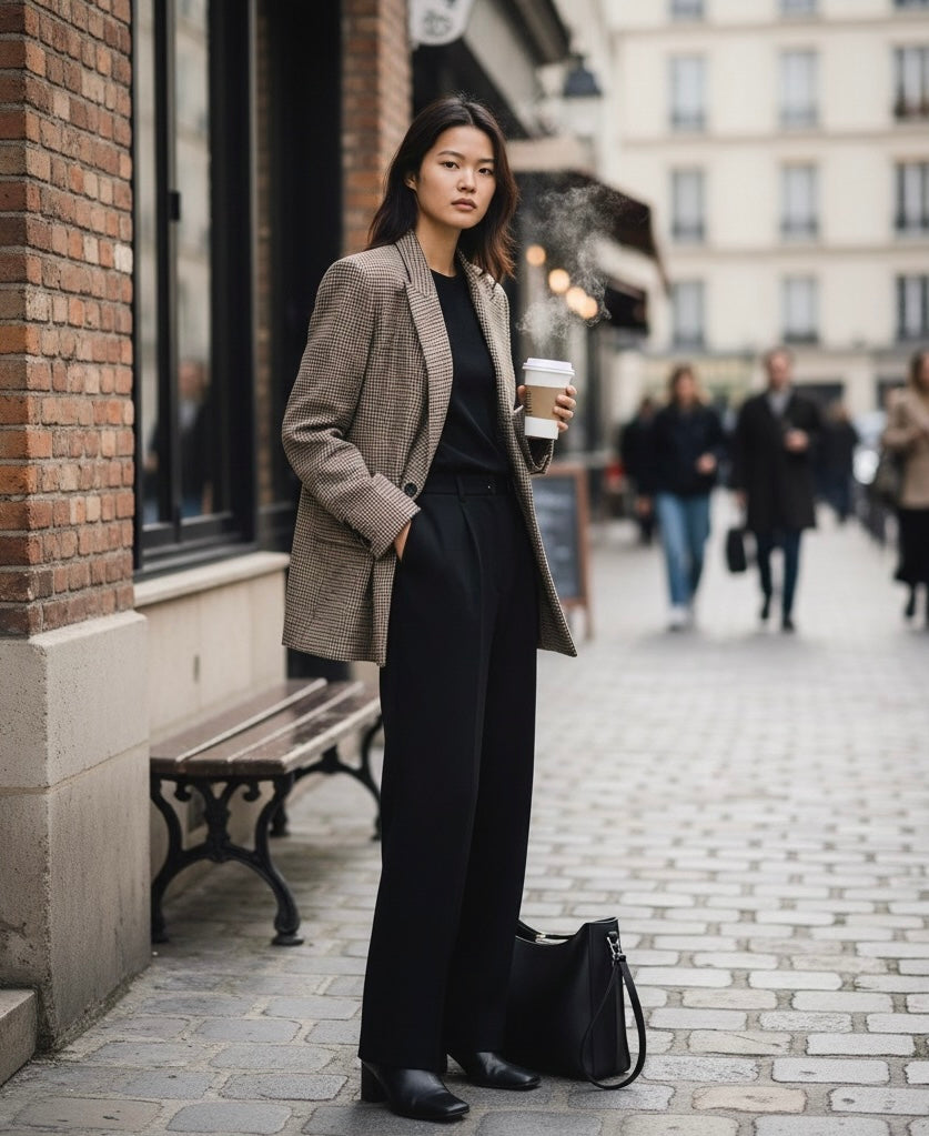 BLAZER IMPRIMÉ À CARREAUX FINS