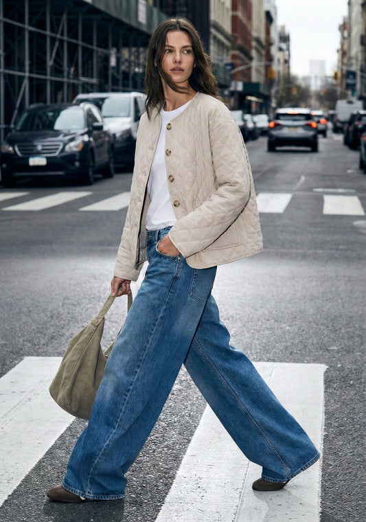 VESTE REMBOURRÉE EFFET LIN