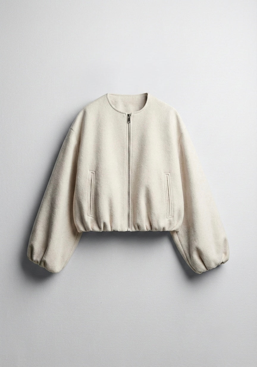 VESTE ZIPPÉE À MANCHES VOLUMINEUSES