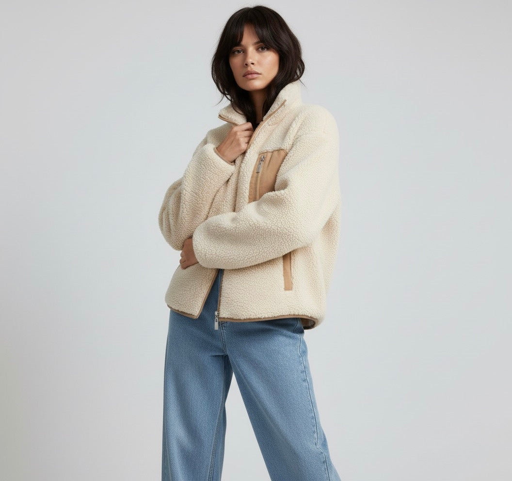 VESTE POLAIRE À POCHES CONTRASTÉES